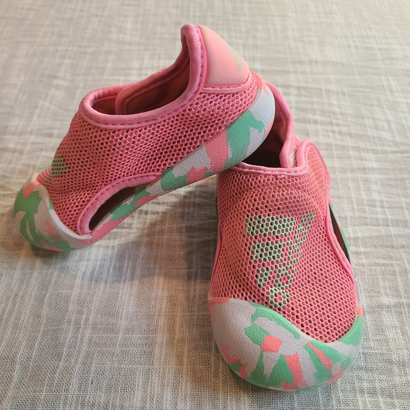 Adidas Water Sneakers Toddler 5K Pink Aqua Teal Water Sport Outdoor Sandals Mesh - Picture 3 of 9